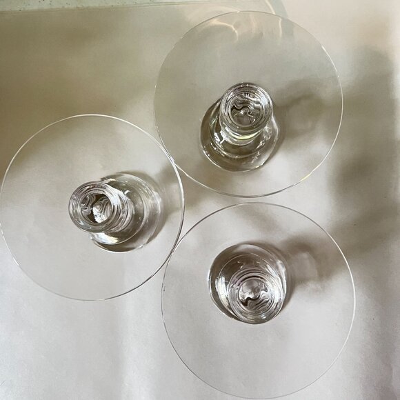 Set Of 3 Vtg Clear Pressed Glass Taper Candle Holder Mid-Century Ribbed Design - Picture 9 of 13